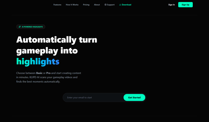 Klipd AI homepage preview